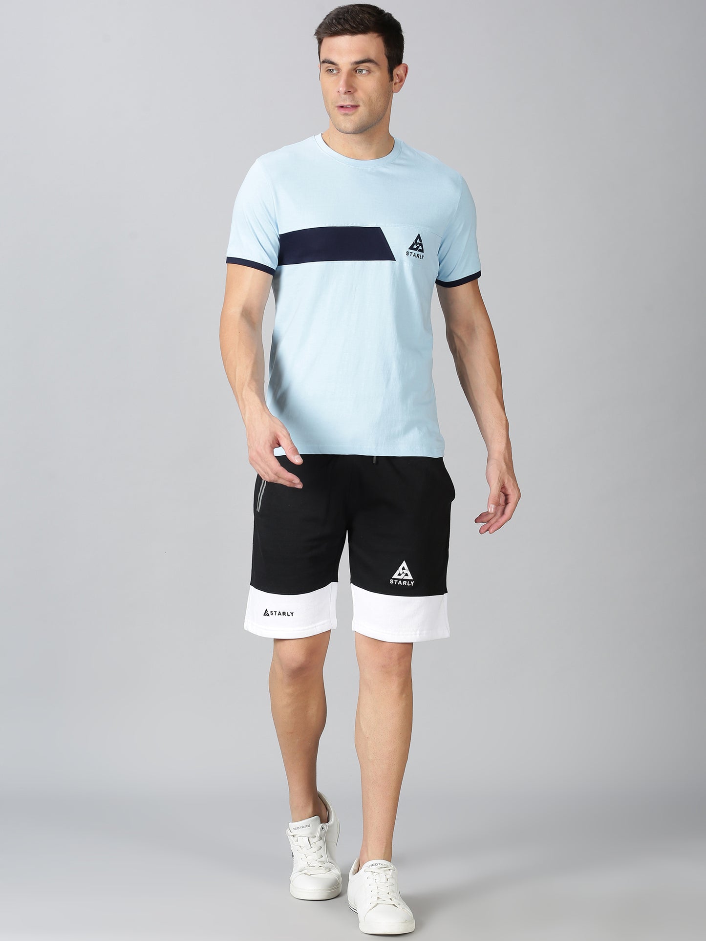 Trendy Sky-Blue T-shirt and Shorts Combo