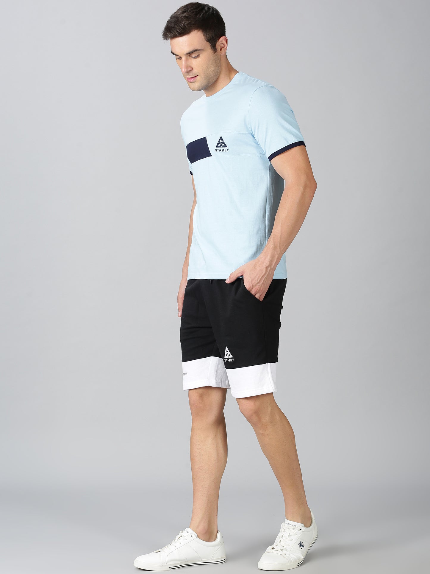 Trendy Sky-Blue T-shirt and Shorts Combo