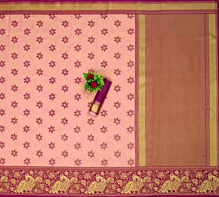 Peach Zari Woven Kanjivaram Silk Saree