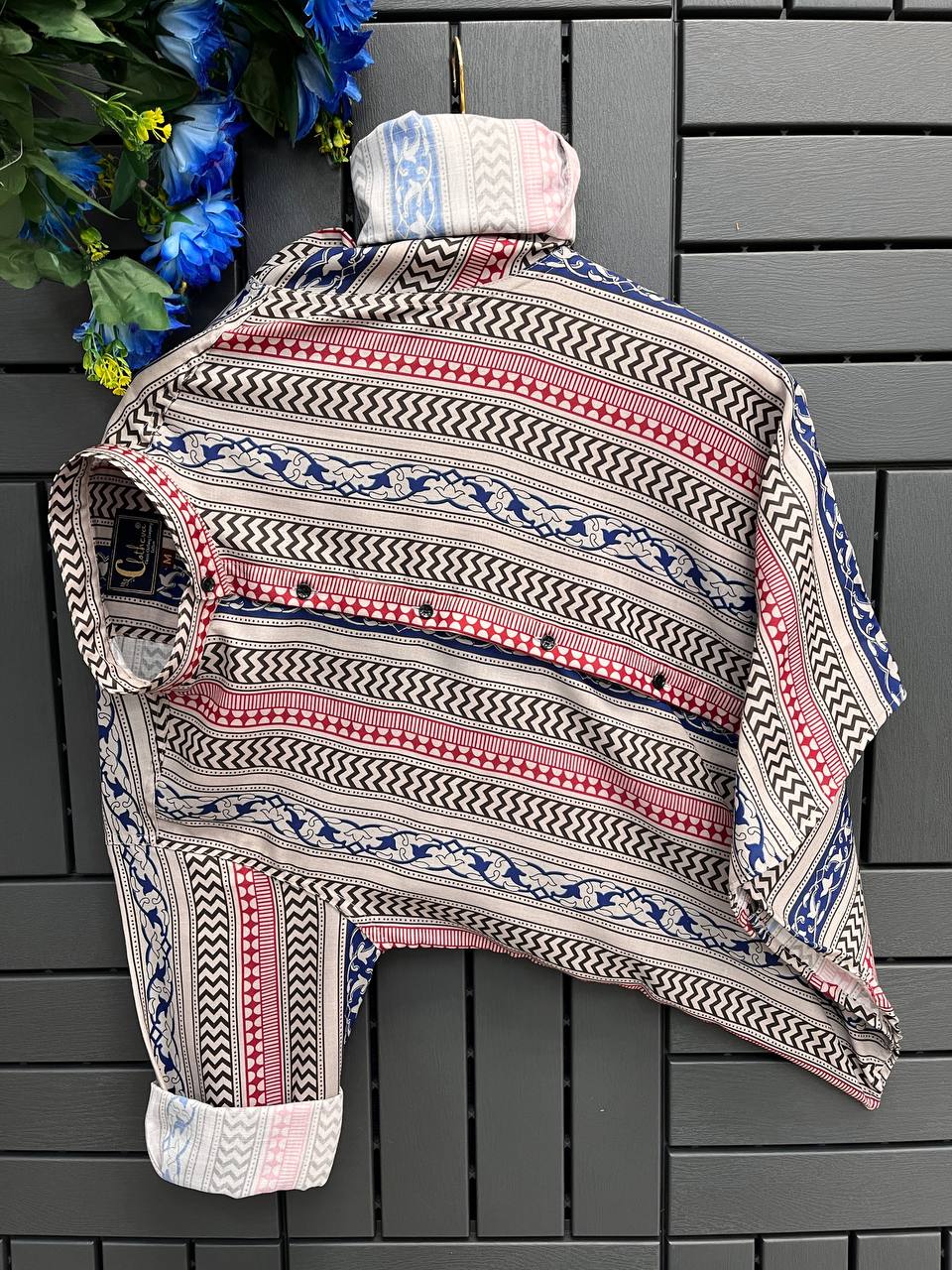 IVORY BLOCK-PRINTED MEN'S SHIRT