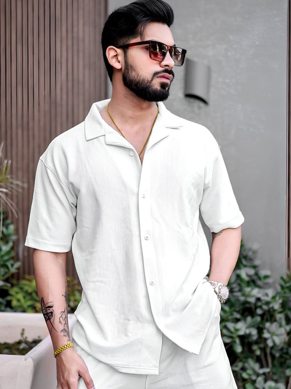 Textured White Shirt