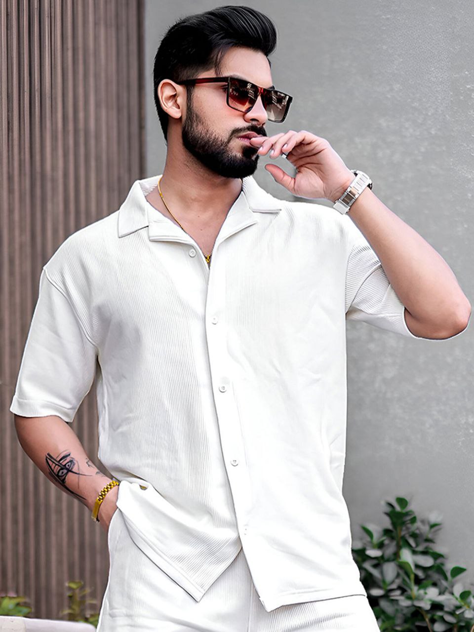 Textured White Shirt