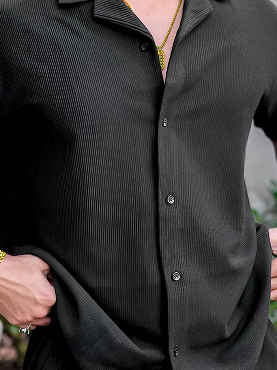 Textured Black Shirt
