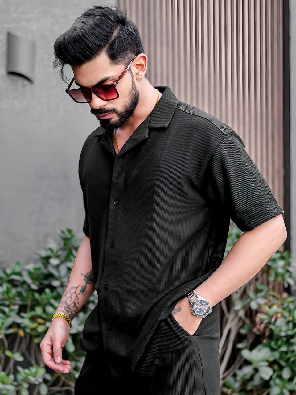 Textured Black Shirt