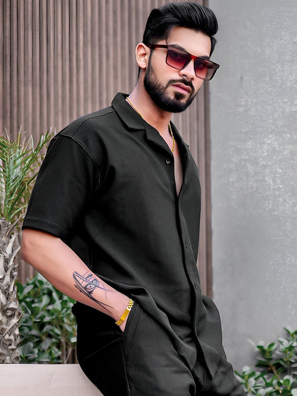 Textured Black Shirt