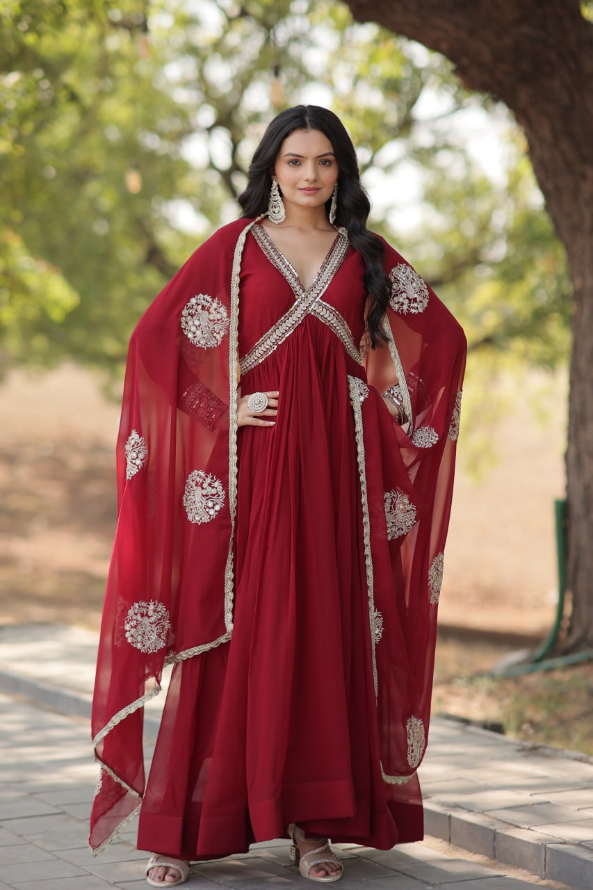 Premium Readymade Alia Cut Gowns & Dressess & Dresses with Dupatta Set