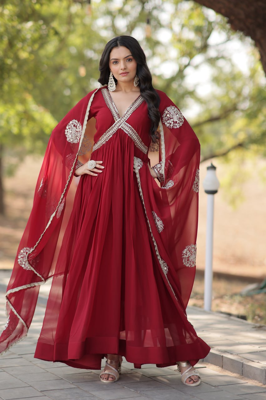 Premium Readymade Alia Cut Gowns & Dressess & Dresses with Dupatta Set
