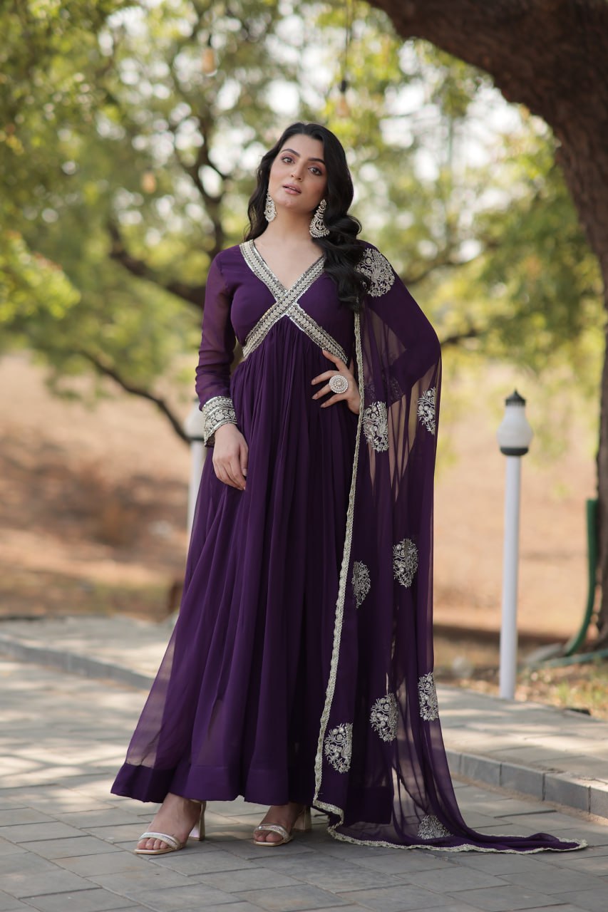 Premium Readymade Alia Cut Gowns & Dressess & Dresses with Dupatta Set