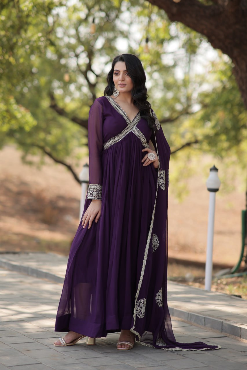 Premium Readymade Alia Cut Gowns & Dressess & Dresses with Dupatta Set