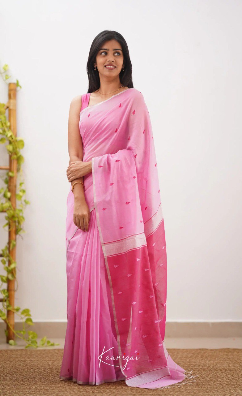 Elegant Contrast Jacquard Lilan Slab Cotton Saree