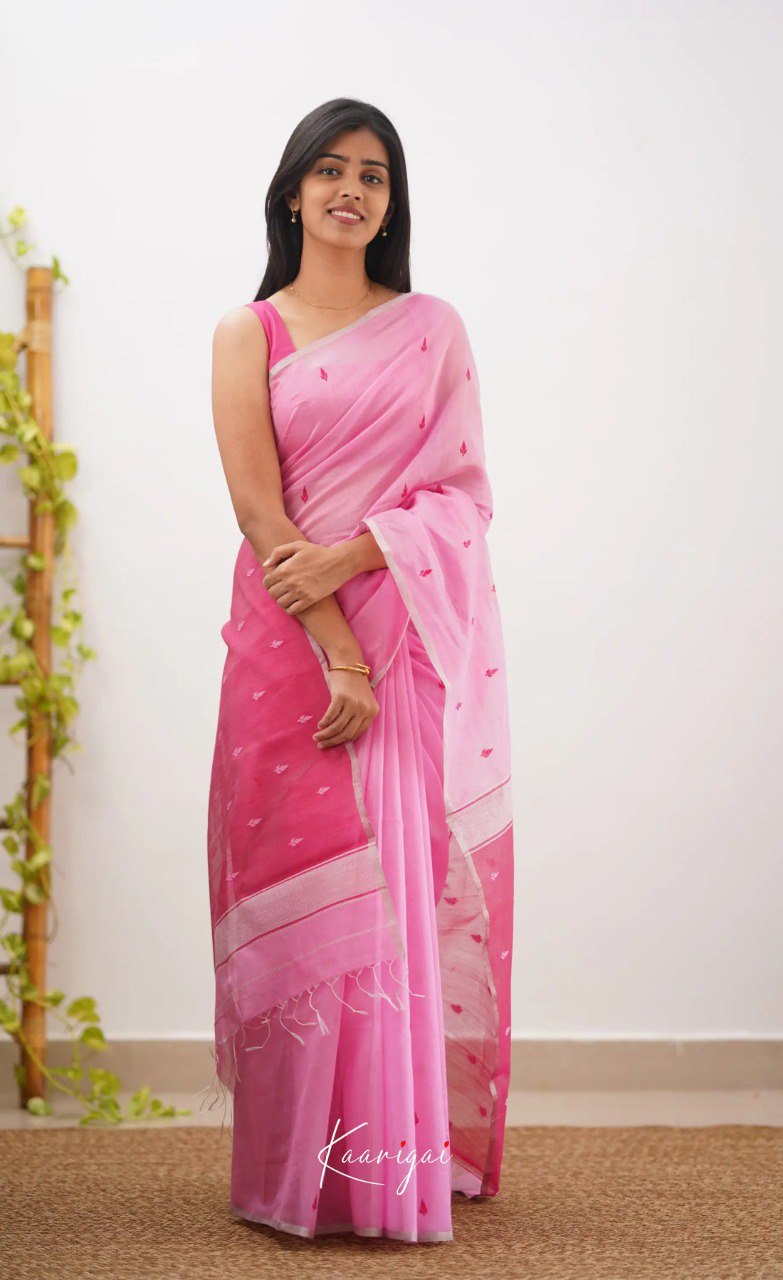 Elegant Contrast Jacquard Lilan Slab Cotton Saree