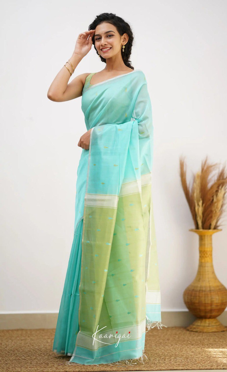 Elegant Contrast Jacquard Lilan Slab Cotton Saree