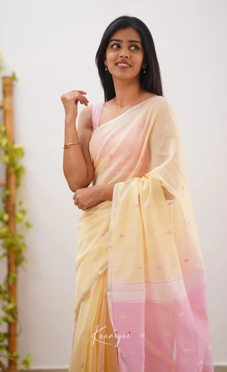Elegant Contrast Jacquard Lilan Slab Cotton Saree
