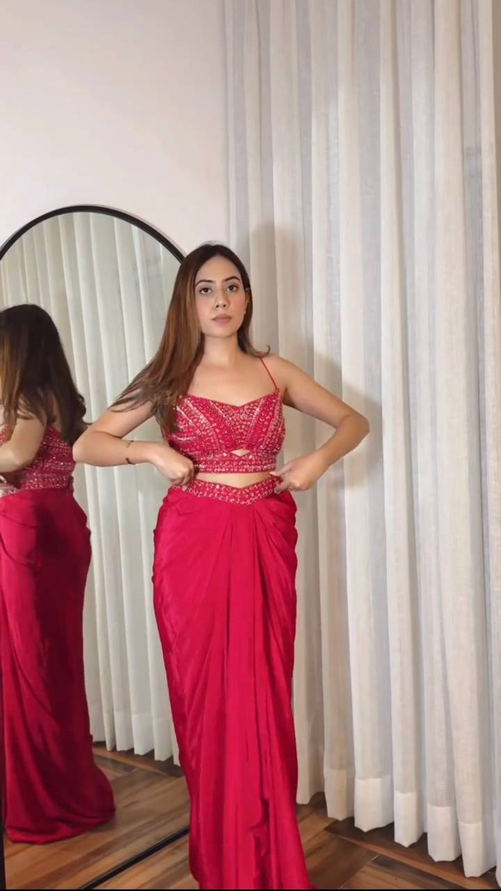 ELEGANT DESIGNER DRAPED SKIRT SET