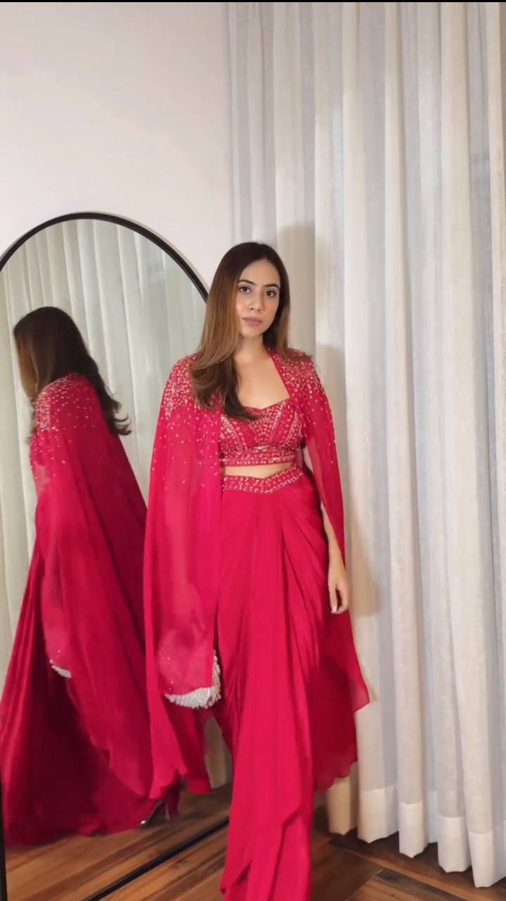 ELEGANT DESIGNER DRAPED SKIRT SET