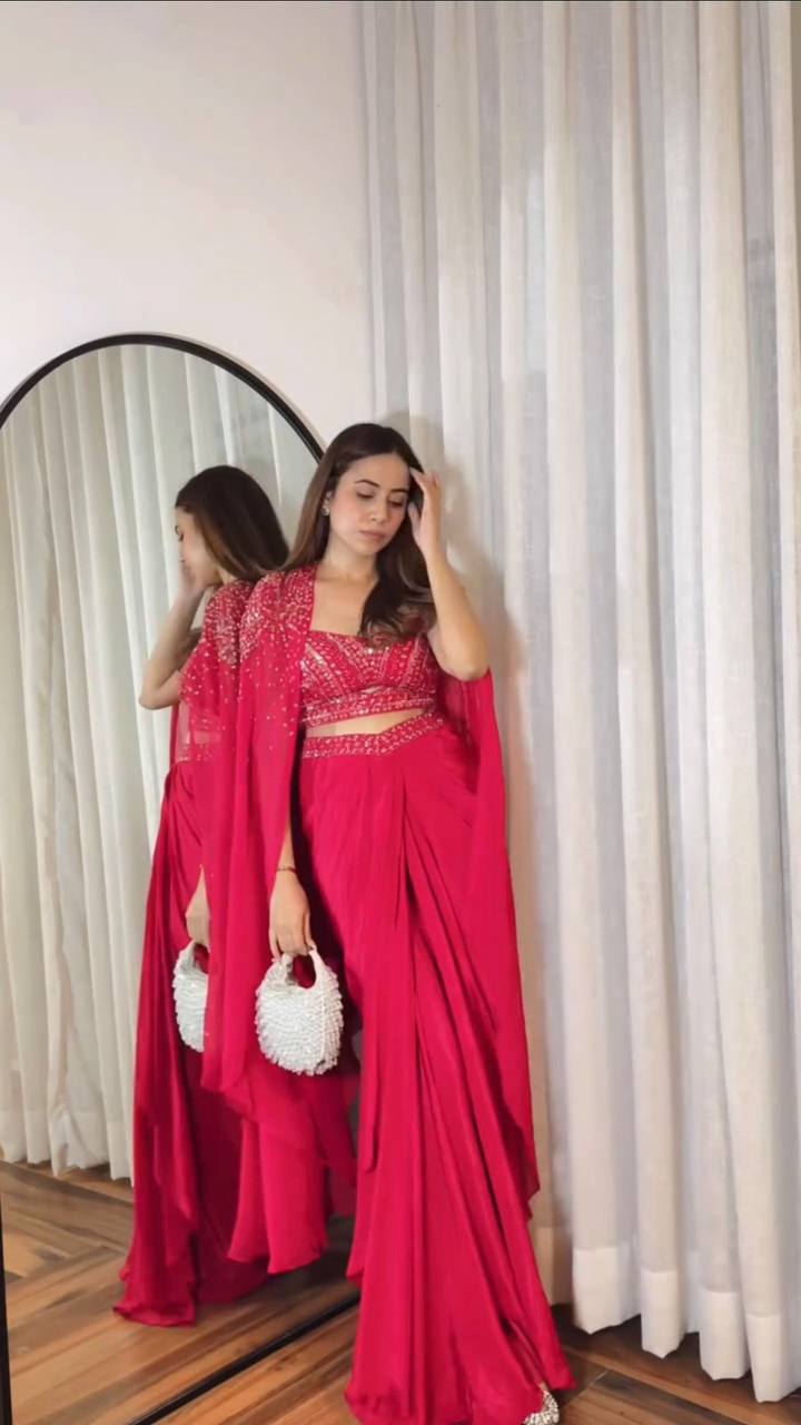ELEGANT DESIGNER DRAPED SKIRT SET