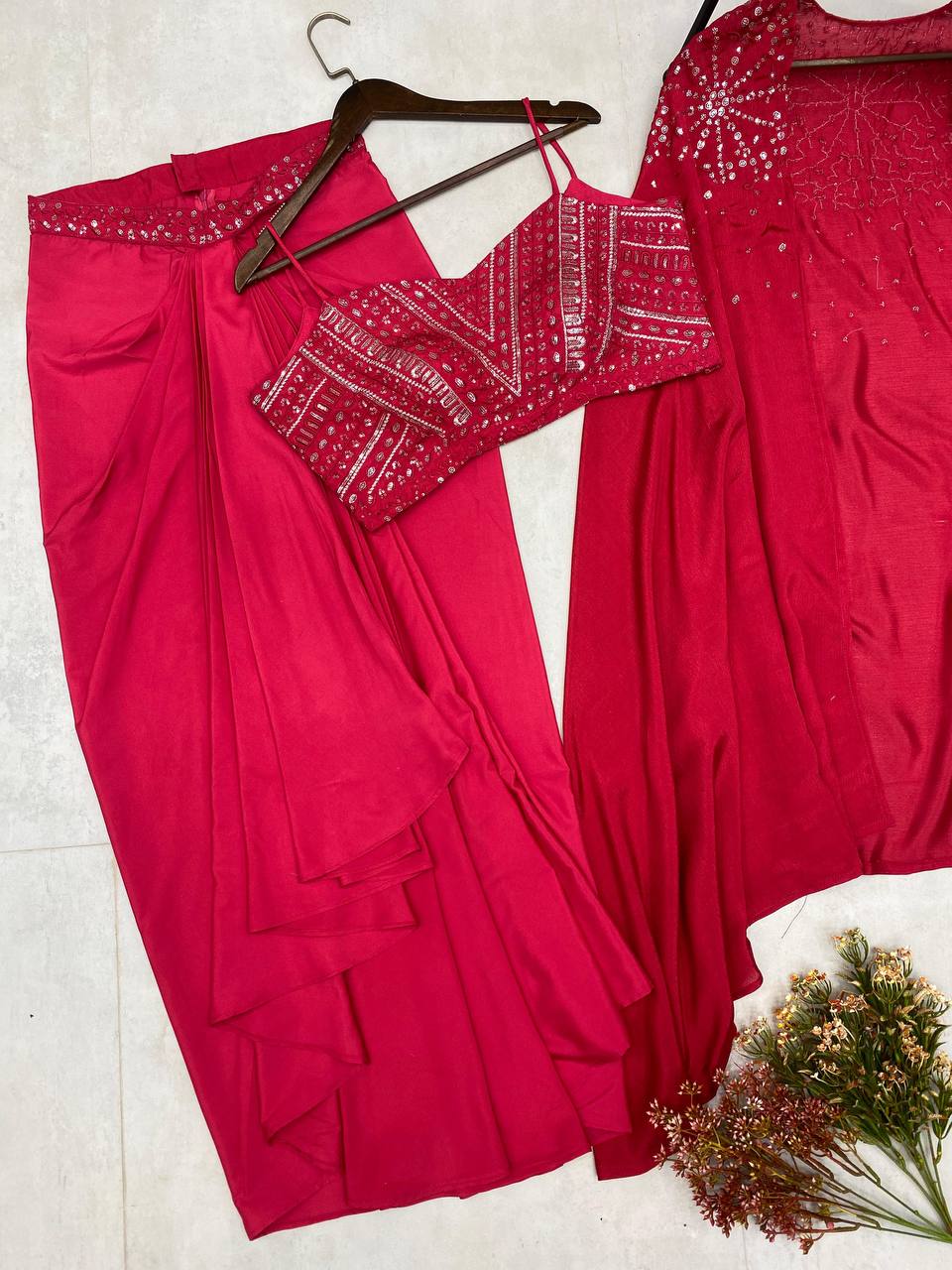 ELEGANT DESIGNER DRAPED SKIRT SET