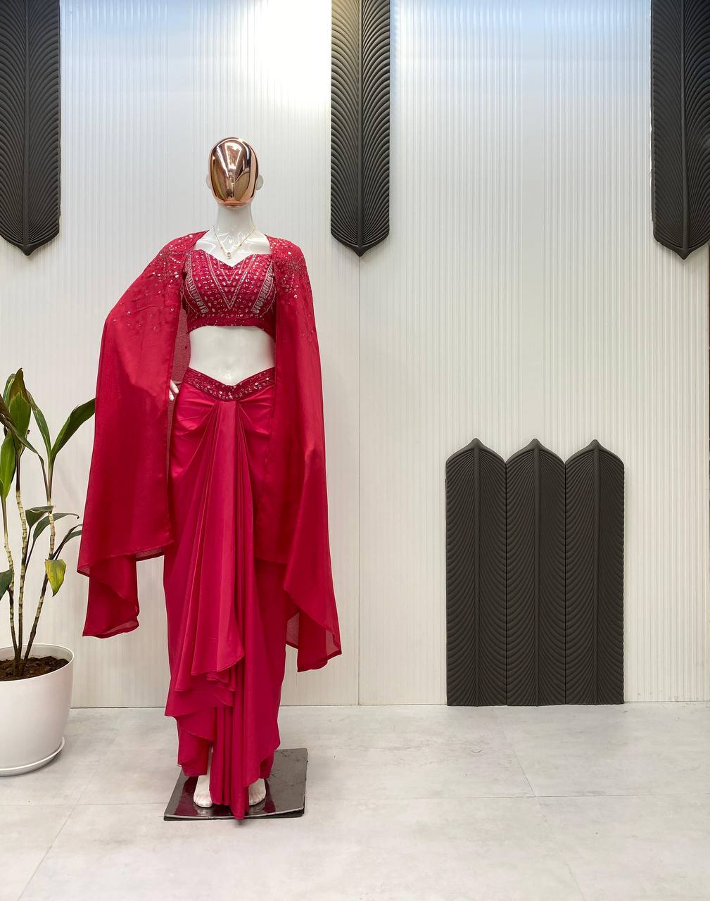 ELEGANT DESIGNER DRAPED SKIRT SET