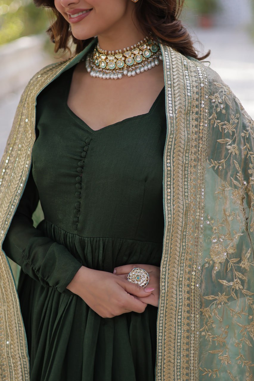 Premium Sequins Embroidered Gowns & Dressess & Dresses with Designer Dupatta