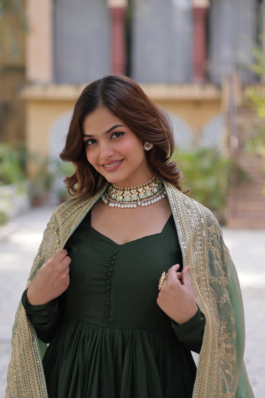 Premium Sequins Embroidered Gowns & Dressess & Dresses with Designer Dupatta