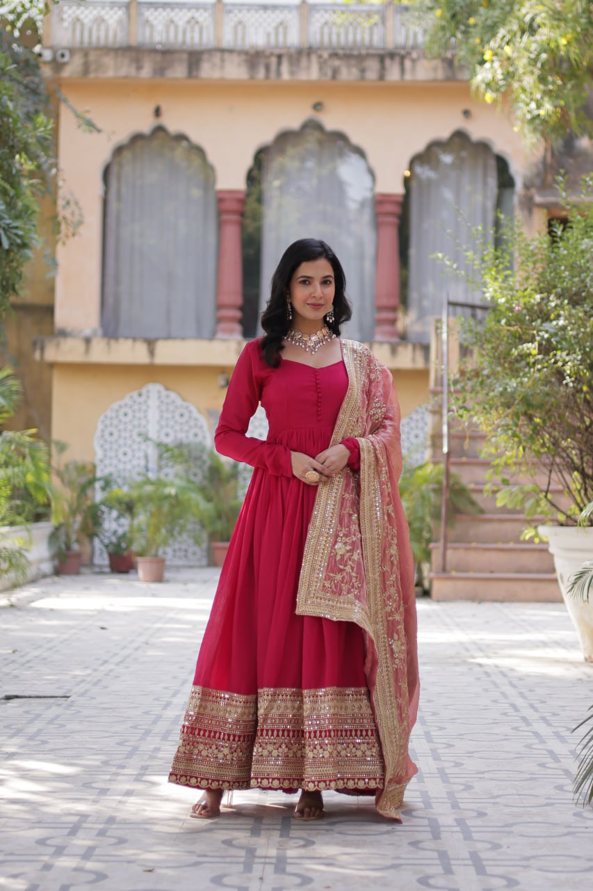 Premium Sequins Embroidered Gowns & Dressess & Dresses with Designer Dupatta