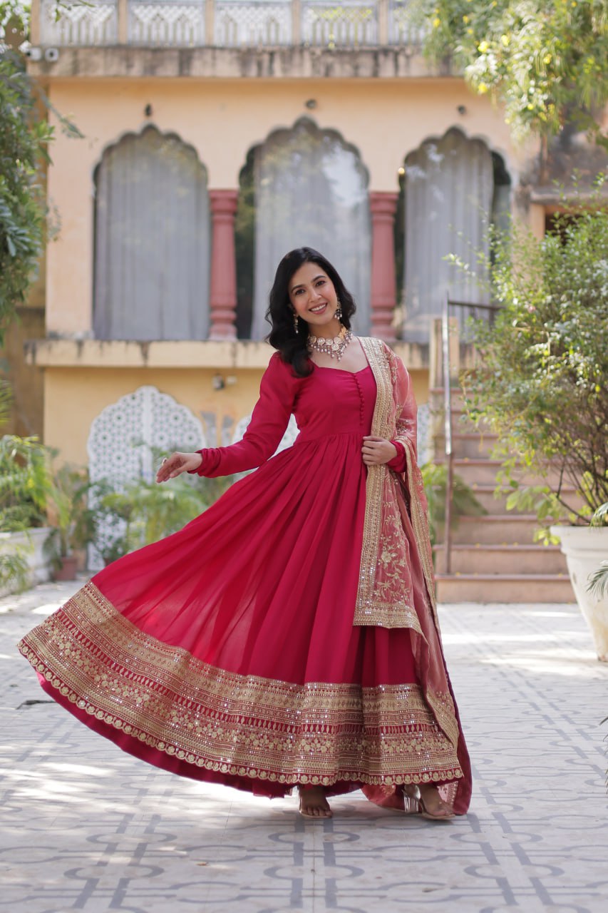 Premium Sequins Embroidered Gowns & Dressess & Dresses with Designer Dupatta