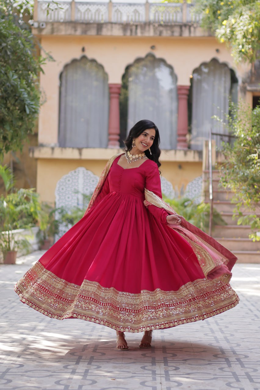 Premium Sequins Embroidered Gowns & Dressess & Dresses with Designer Dupatta