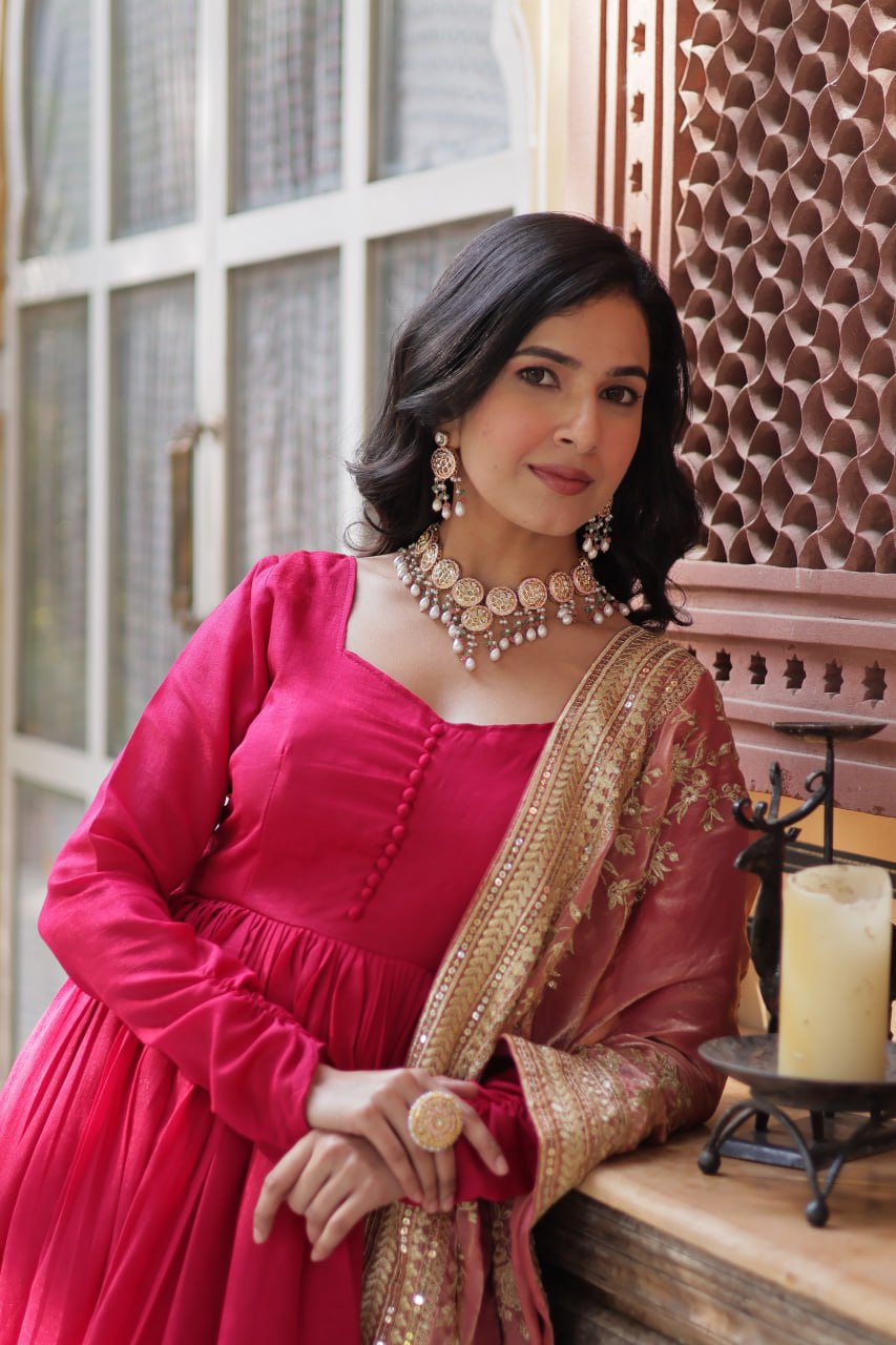 Premium Sequins Embroidered Gowns & Dressess & Dresses with Designer Dupatta
