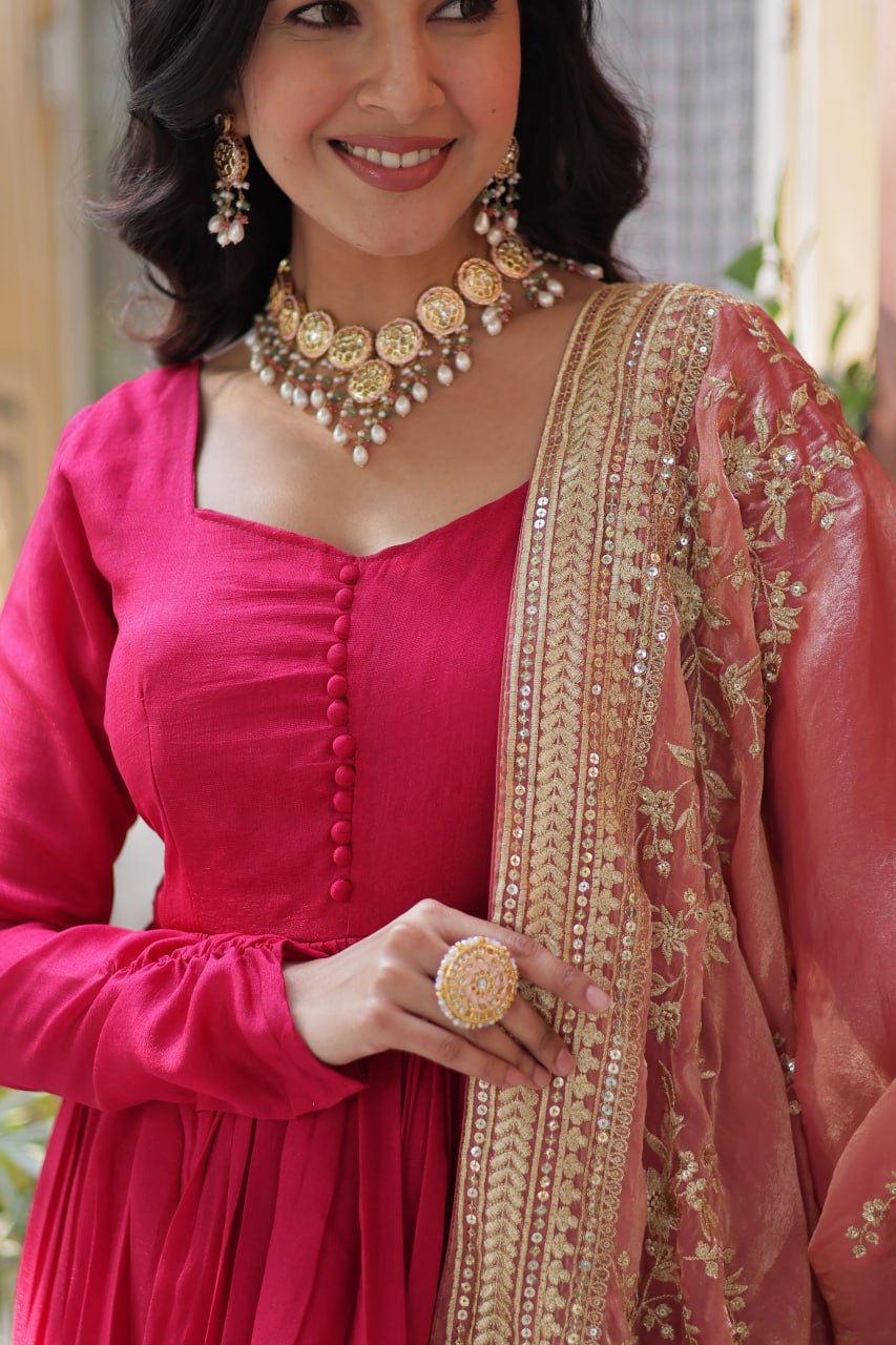 Premium Sequins Embroidered Gowns & Dressess & Dresses with Designer Dupatta
