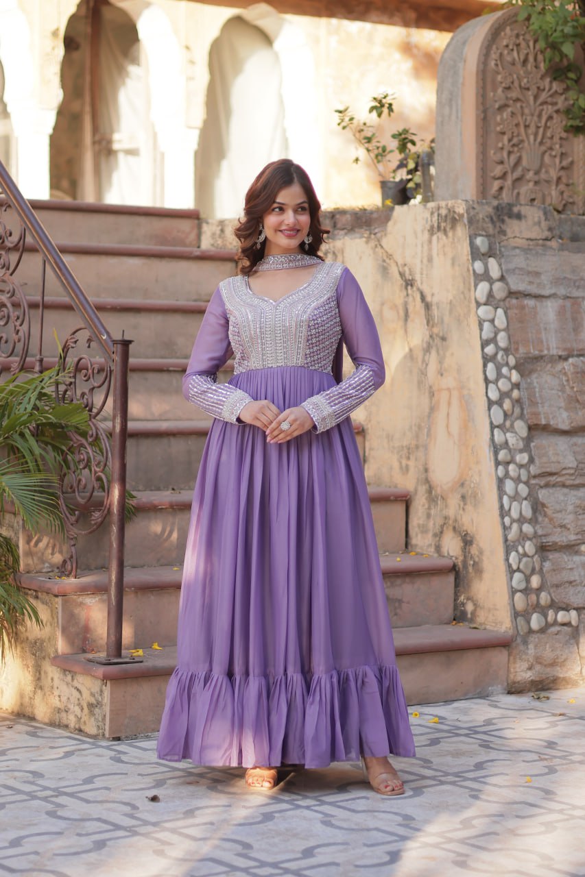 Perfect Partywear Gowns & Dressess & Dresses with Dupatta – Full Sleeves