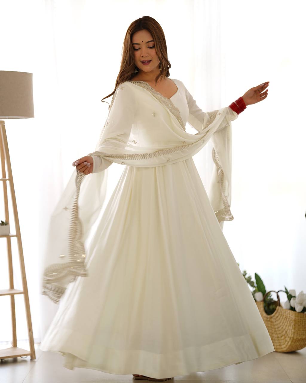 Premium Romansilk Chanderi Anarkali Gowns & Dressess & Dresses Set