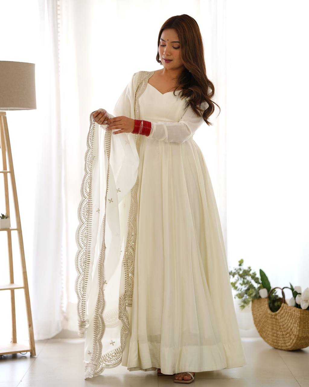 Premium Romansilk Chanderi Anarkali Gowns & Dressess & Dresses Set