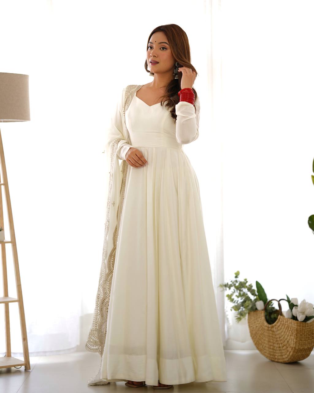 Premium Romansilk Chanderi Anarkali Gowns & Dressess & Dresses Set