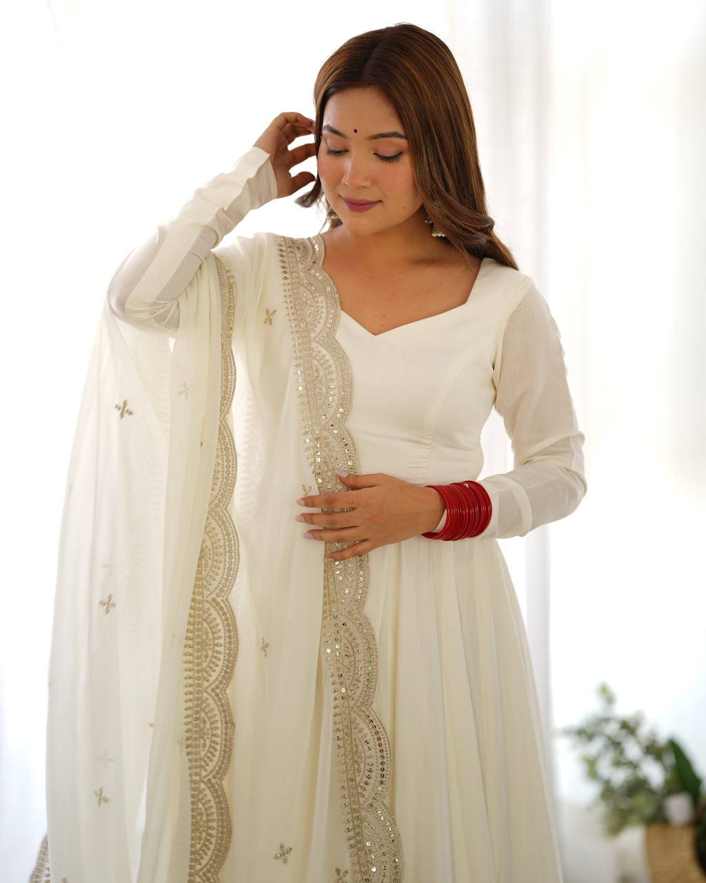 Premium Romansilk Chanderi Anarkali Gowns & Dressess & Dresses Set
