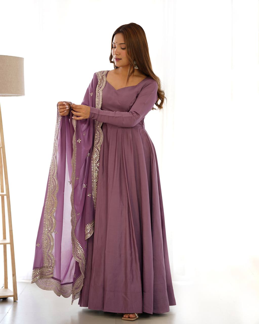 Premium Romansilk Chanderi Anarkali Gowns & Dressess & Dresses Set
