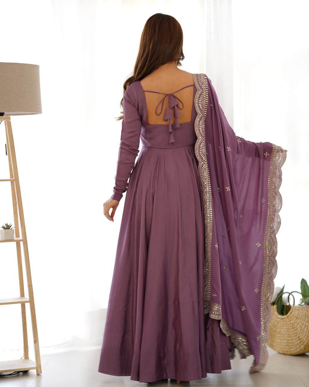 Premium Romansilk Chanderi Anarkali Gowns & Dressess & Dresses Set