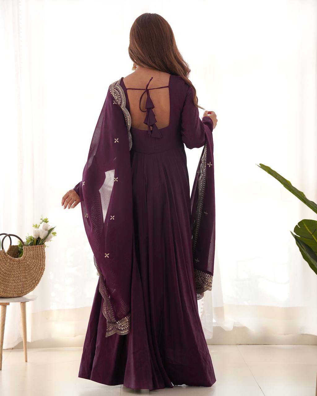 Premium Romansilk Chanderi Anarkali Gowns & Dressess & Dresses Set