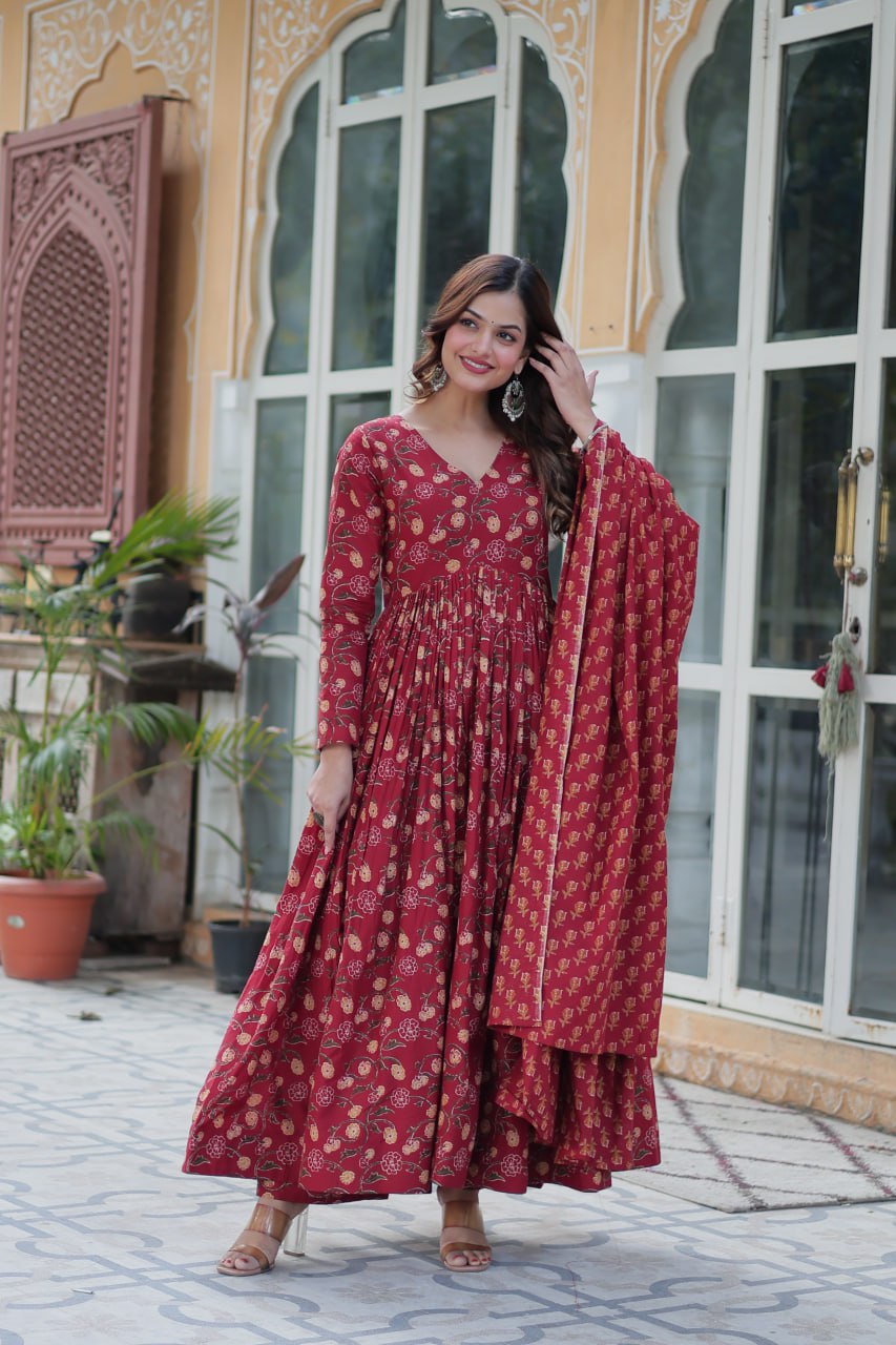 Premium Pure Cotton Suit Set – Top, Bottom & Dupatta