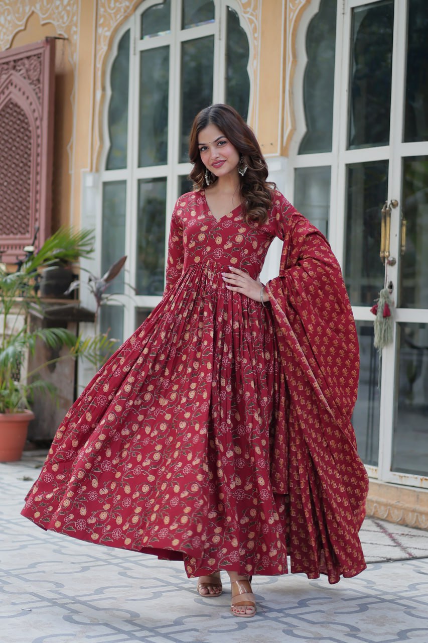 Premium Pure Cotton Suit Set – Top, Bottom & Dupatta