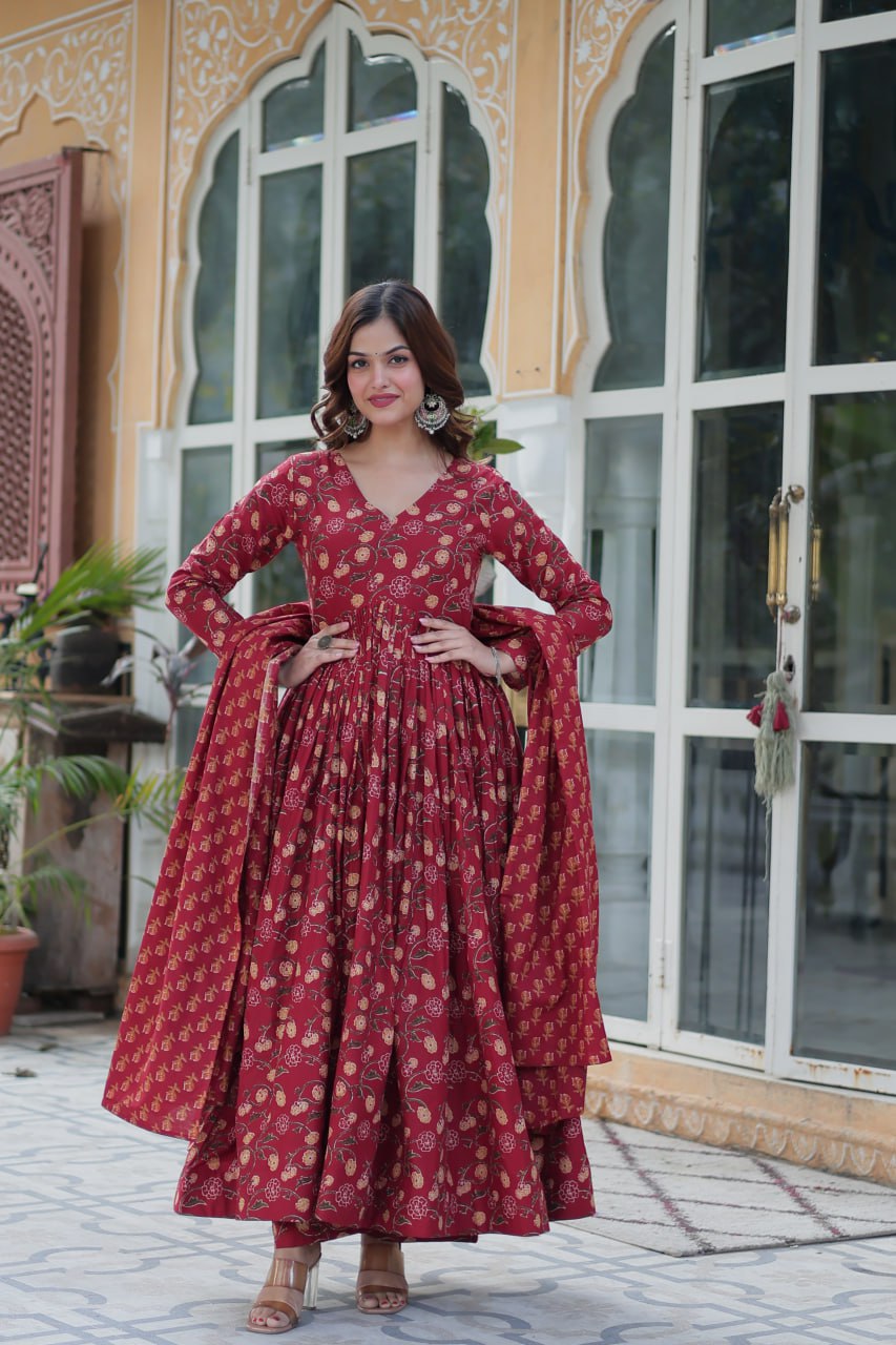 Premium Pure Cotton Suit Set – Top, Bottom & Dupatta