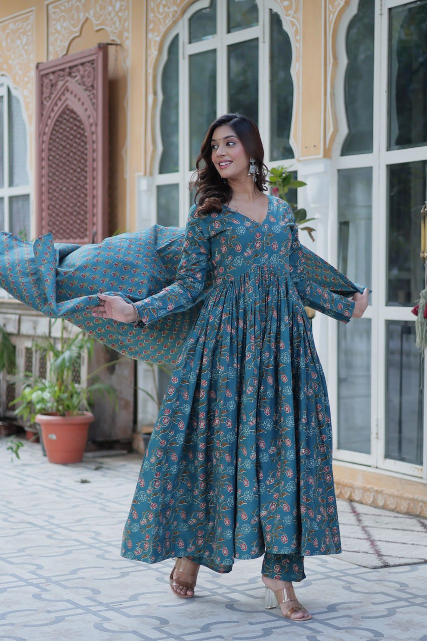 Premium Pure Cotton Suit Set – Top, Bottom & Dupatta
