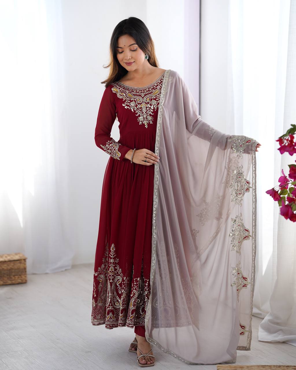 Heavy Designer Party Wear Gowns & Dressess & Dresses with Dupatta – Multy Thread Embroidery & Sequence Work