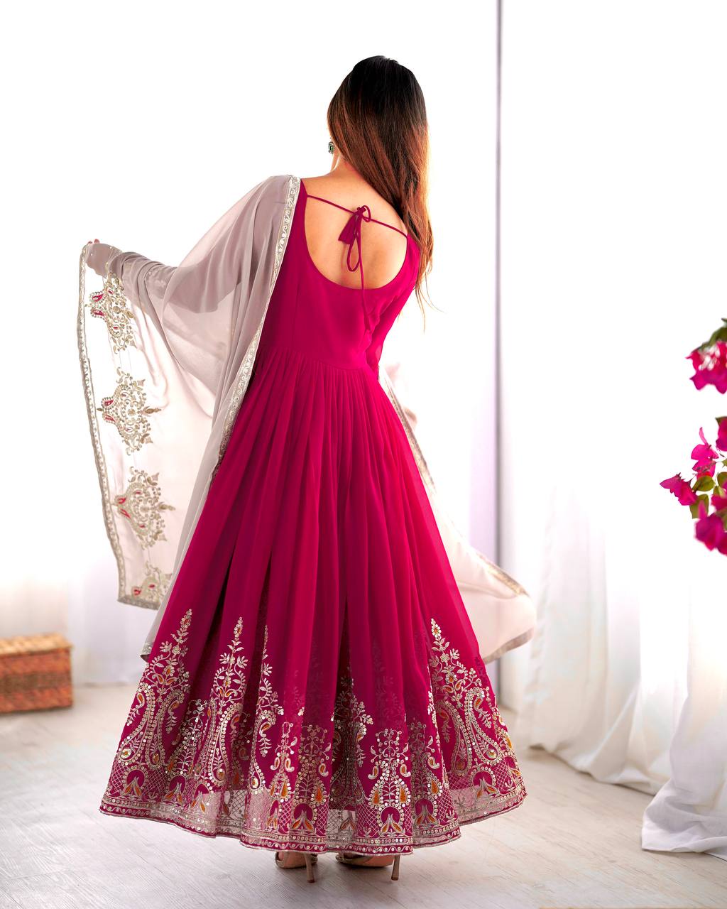 Heavy Designer Party Wear Gowns & Dressess & Dresses with Dupatta – Multy Thread Embroidery & Sequence Work