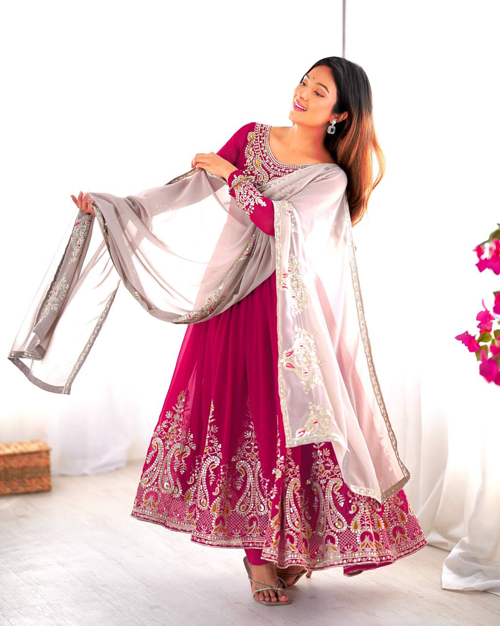 Heavy Designer Party Wear Gowns & Dressess & Dresses with Dupatta – Multy Thread Embroidery & Sequence Work