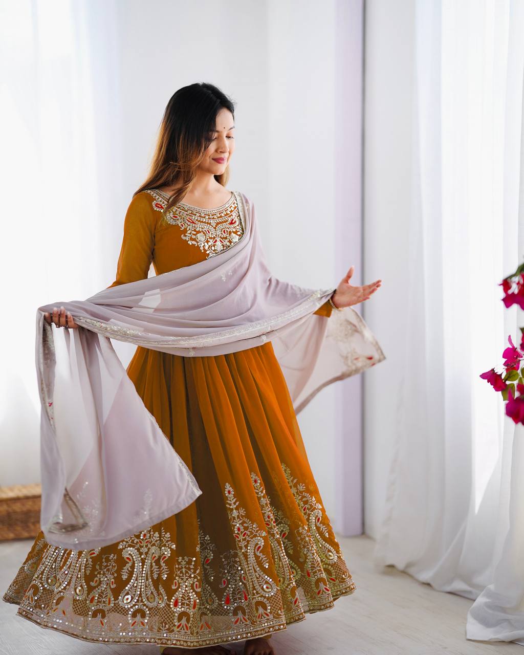 Heavy Designer Party Wear Gowns & Dressess & Dresses with Dupatta – Multy Thread Embroidery & Sequence Work
