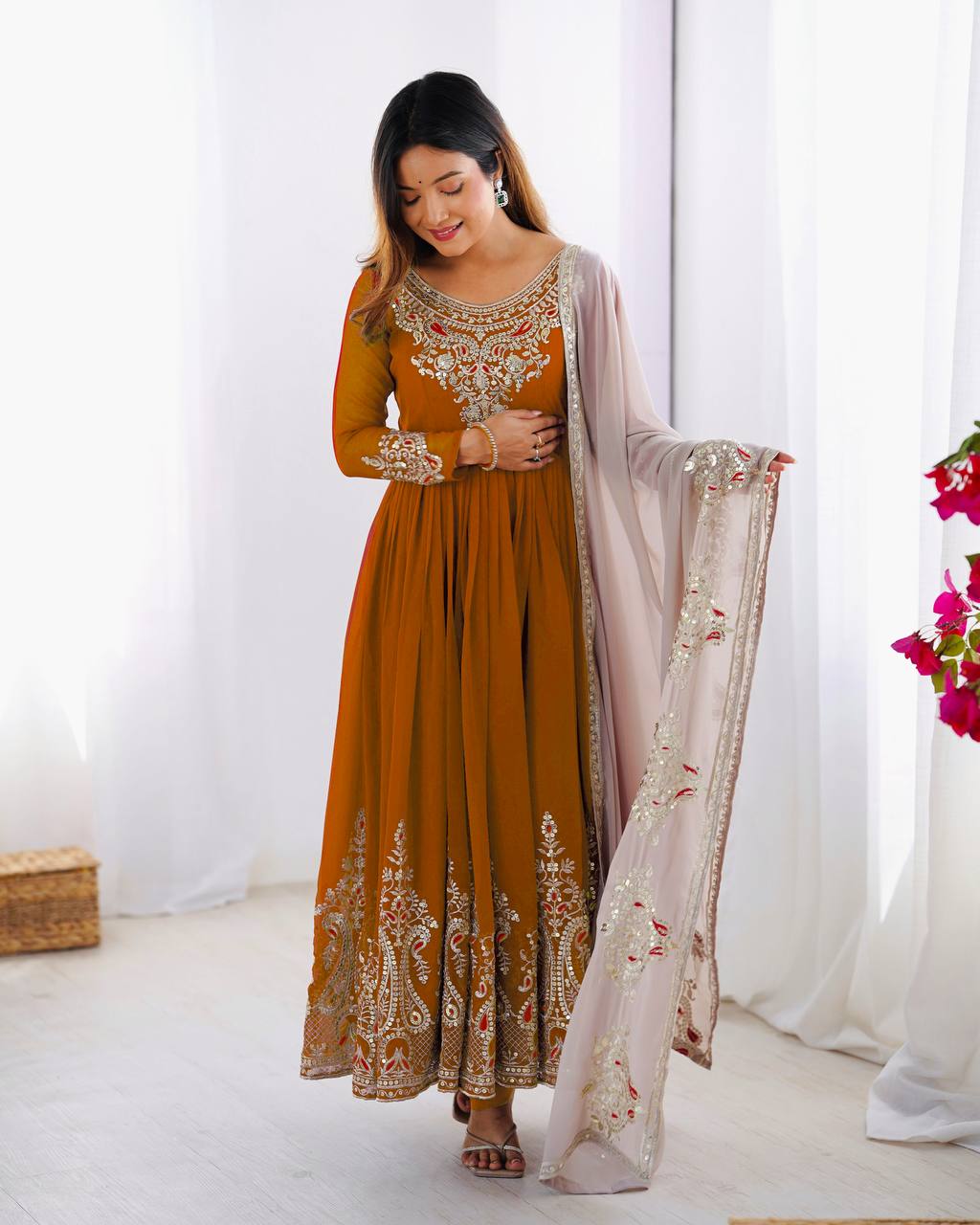 Heavy Designer Party Wear Gowns & Dressess & Dresses with Dupatta – Multy Thread Embroidery & Sequence Work