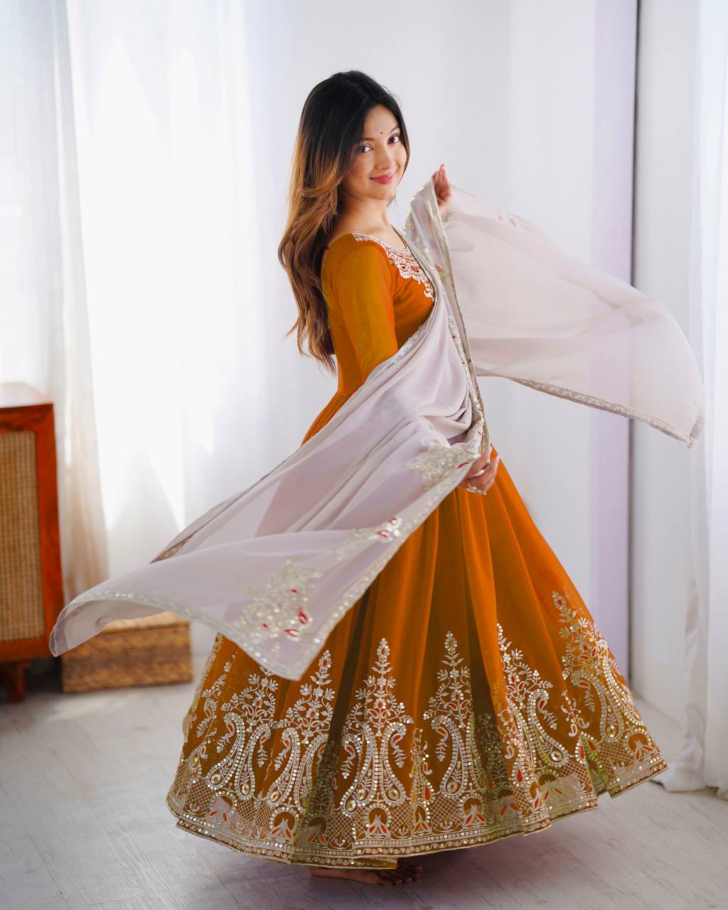 Heavy Designer Party Wear Gowns & Dressess & Dresses with Dupatta – Multy Thread Embroidery & Sequence Work