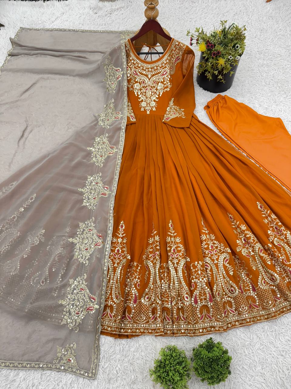 Heavy Designer Party Wear Gowns & Dressess & Dresses with Dupatta – Multy Thread Embroidery & Sequence Work