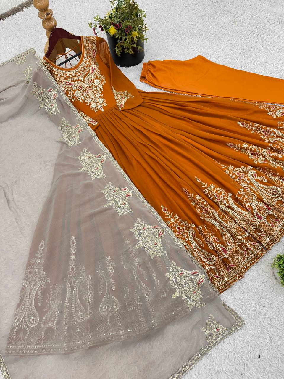 Heavy Designer Party Wear Gowns & Dressess & Dresses with Dupatta – Multy Thread Embroidery & Sequence Work