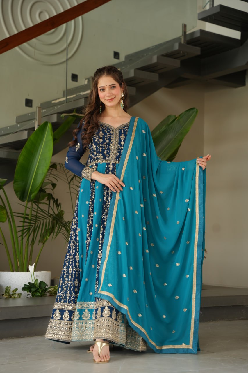 Luxury Zari & Sequins Embroidered Gowns & Dressess & Dresses with Dupatta